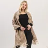 Fashnzfab Oversized Super Soft Multi Tone Fringe Scarf In Sand
