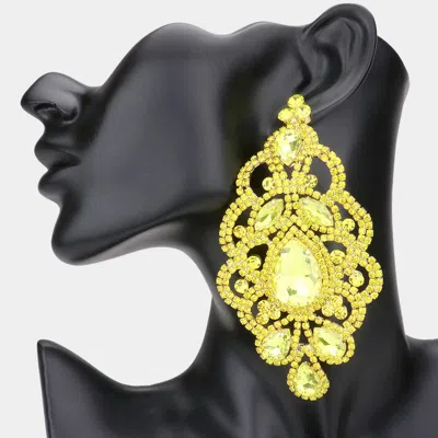 Fashnzfab Oversized Teardrop Crystal Accented Evening Earrings In Black