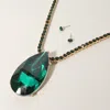 Fashnzfab Oversized Teardrop Glass Stone Pendant Bling Studded Chunky Chain Necklace In Multi