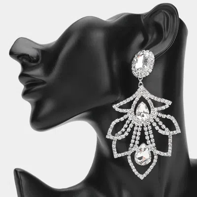Fashnzfab Oversized Teardrop Stone Cluster Accented Rhinestone Paved Chandelier Evening Earrings In Multi
