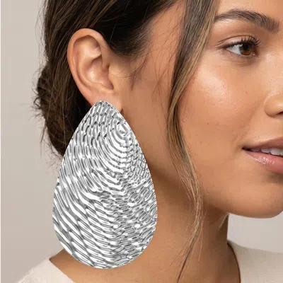 Fashnzfab Oversized Textured Teardrop Statement Earrings In Multi
