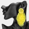 Fashnzfab Oversized Transparent Colored Resin Disc Layered Chandelier Earrings In Yellow
