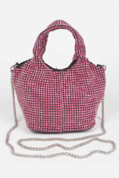 Fashnzfab Ovesized Rhinestone Clutch In Pink