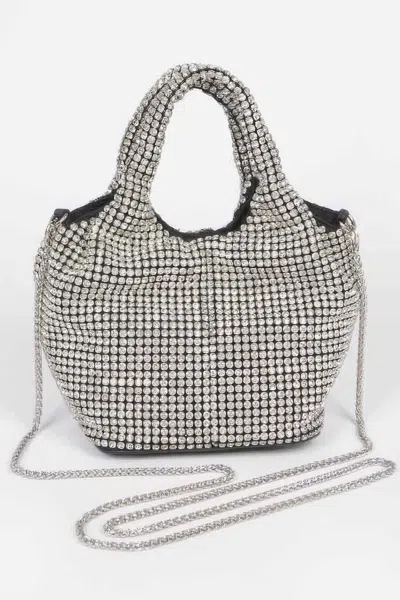 Fashnzfab Ovesized Rhinestone Clutch In Silver