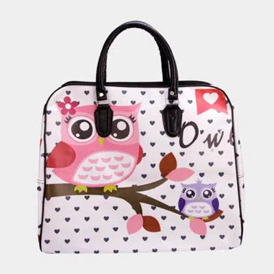 Fashnzfab Owl Printed Tote / Crossbody Travel Bag In White