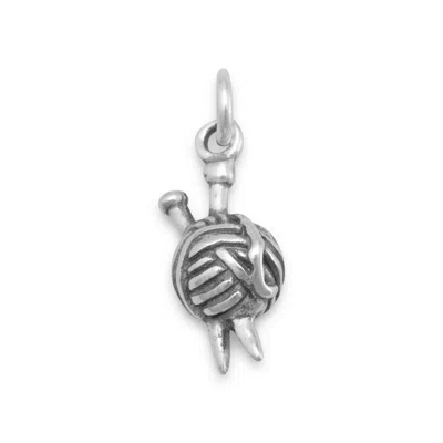 Fashnzfab Oxidized 3d Ball Of Yarn Charm In Gray