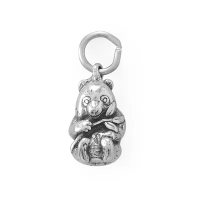 Fashnzfab Oxidized 3d Cute Panda Bear Charm In Metallic