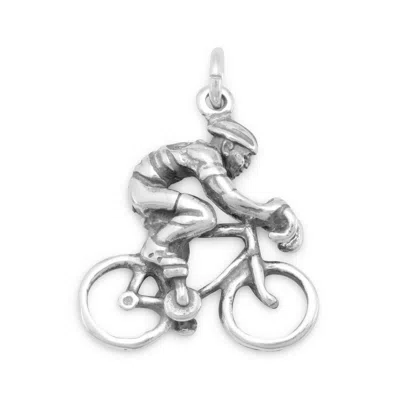 Fashnzfab Oxidized 3d Cyclist Charm In Metallic