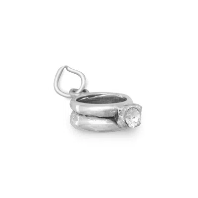 Fashnzfab Oxidized 3d Cz Ring Charm In Neutral