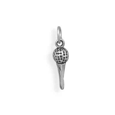 Fashnzfab Oxidized 3d Golf Ball On Tee Charm In Pattern