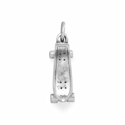 Fashnzfab Oxidized 3d Movable Skateboard Charm In Silver