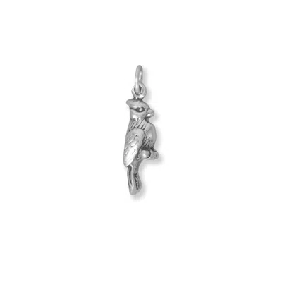 Fashnzfab Oxidized 3d Pretty Cardinal Bird Charm In Metallic