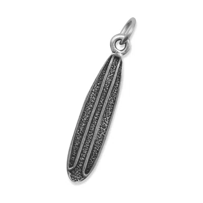 Fashnzfab Oxidized 3d Surfboard Charm In Silver
