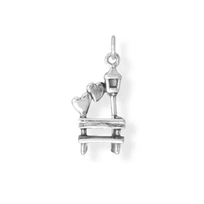 Fashnzfab Oxidized 3d Sweetheart Park Bench Charm In Silver