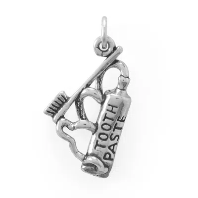 Fashnzfab Oxidized 3d Toothpaste With Toothbrush Charm In Metallic