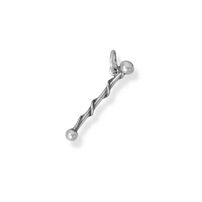 Fashnzfab Oxidized 3d Twirling Baton Charm In Metallic