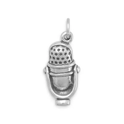 Fashnzfab Oxidized 3d Vintage Style Microphone Charm In Metallic