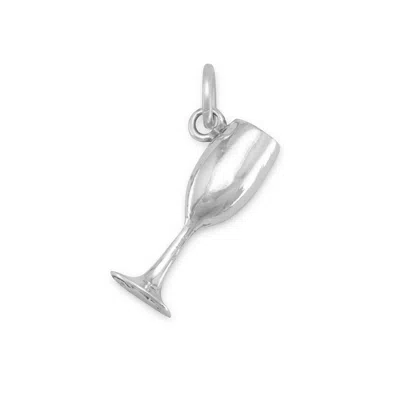 Fashnzfab Oxidized 3d Wine Glass Charm In Silver