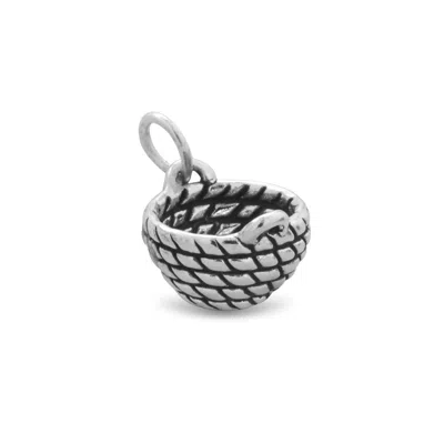 Fashnzfab Oxidized 3d Woven Basket Charm In Metallic