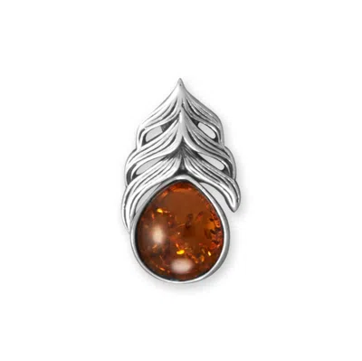 Fashnzfab Oxidized Baltic Amber Feather Slide In Red