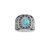 Fashnzfab Oxidized Beaded Design Reconstituted Turquoise Ring In Pattern