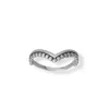 Fashnzfab Oxidized Beaded "v" Design Ring In Silver