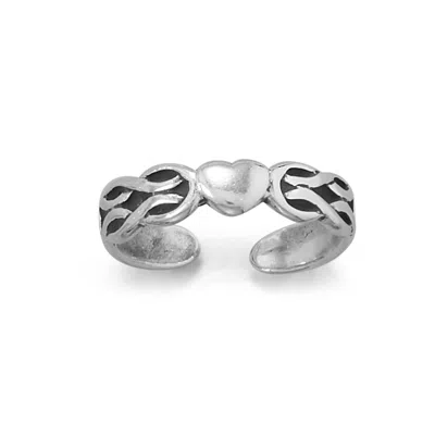 Fashnzfab Oxidized Celtic Heart Design Toe Ring In Silver