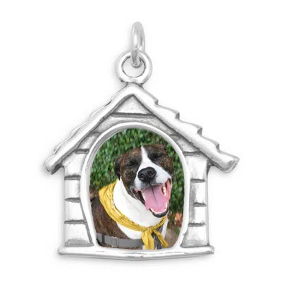 Fashnzfab Oxidized Dog House Picture Frame Charm In Metallic