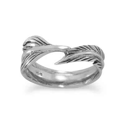 Fashnzfab Oxidized Feather Wrap Ring In Purple