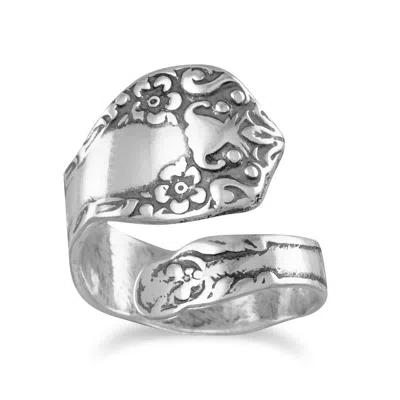 Fashnzfab Oxidized Floral Spoon Ring In Purple
