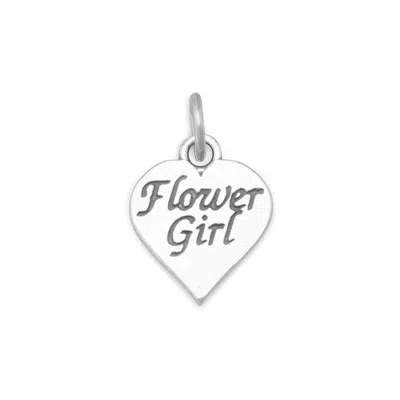 Fashnzfab Oxidized "flower Girl" Heart Charm In Silver