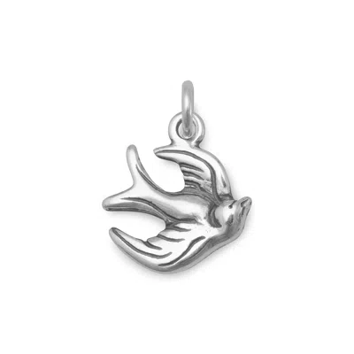 Fashnzfab Oxidized Flying Sparrow Charm In Silver