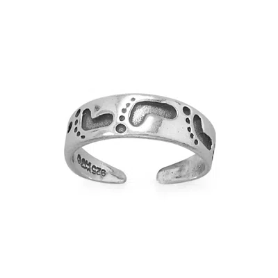 Fashnzfab Oxidized Footprints In The Sand Toe Ring In Pink
