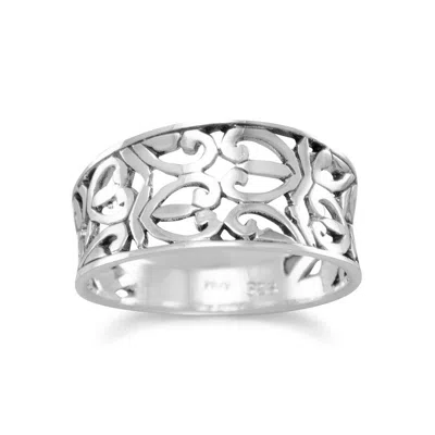 Fashnzfab Oxidized Heart Design Ring In Metallic