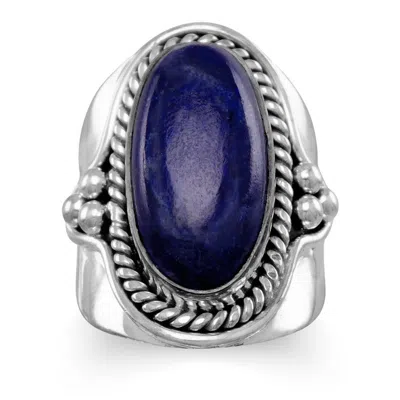 Fashnzfab Oxidized Lapis Ring In Blue