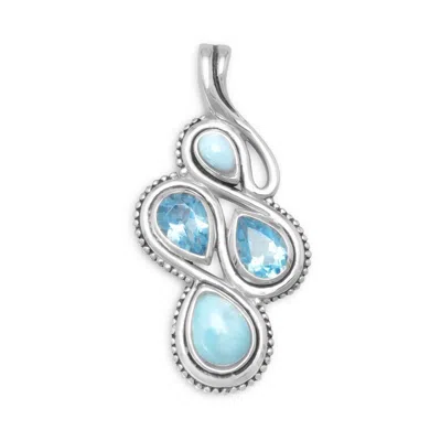 Fashnzfab Oxidized Larimar And Blue Topaz Slide