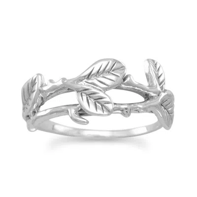 Fashnzfab Oxidized Leaf Design Ring In Silver