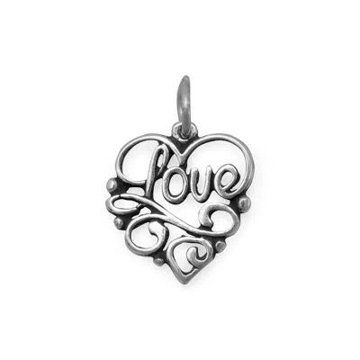 Fashnzfab Oxidized Love Heart Charm In Silver