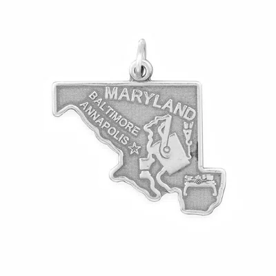 Fashnzfab Oxidized Maryland State Charm In Silver