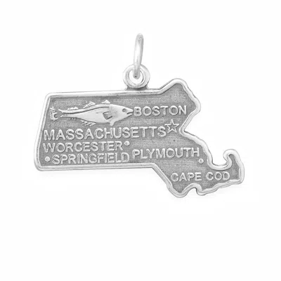 Fashnzfab Oxidized Massachusetts State Charm In Purple