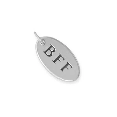 Fashnzfab Oxidized Oval "bff" Tag Charm In Silver