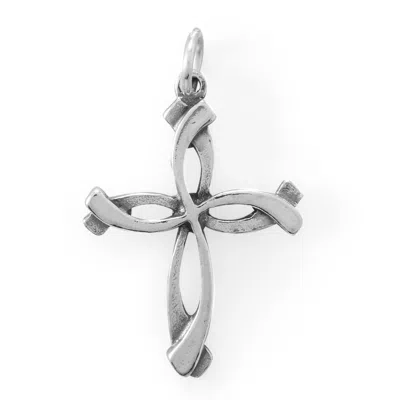 Fashnzfab Oxidized Overlapping Cross Charm In Metallic