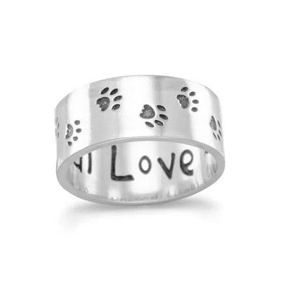 Fashnzfab Oxidized Paw Print Band In Silver