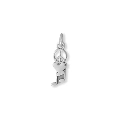 Fashnzfab Oxidized Peace, Love And Music Charm In Metallic