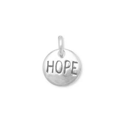 Fashnzfab Oxidized Round "hope" Charm In Metallic