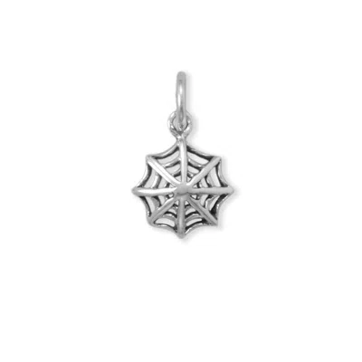 Fashnzfab Oxidized Spider Web Charm In Silver