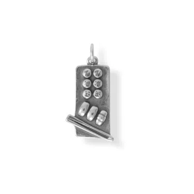 Fashnzfab Oxidized Sushi Tray Charm In Silver