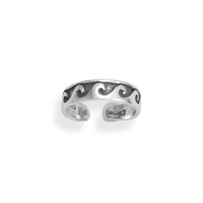 Fashnzfab Oxidized Thin Waves Toe Ring In Orange