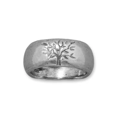 Fashnzfab Oxidized Tree Of Life Ring In Silver