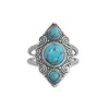 Fashnzfab Oxidized Triple Turquoise And Scroll Design Ring In Blue